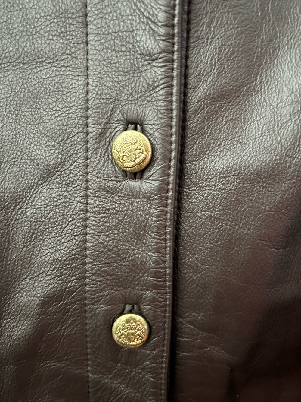 Moda Spiegel Classic Brown Leather Button Front Jacket with Gold Tone Buttons - Picture 8 of 12